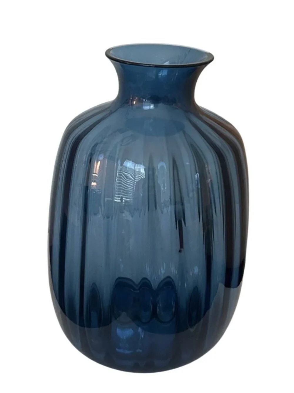 Tonsätta Mouth-Blown Blue Glass Vase 8.25